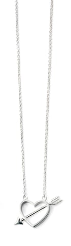Elements Silver Ladies Rhodium Plated Arrow Through Heart Necklace of Length 41-46cm