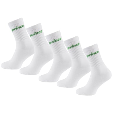 Prince Tennis 5-pack herensokken wit/groen