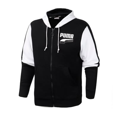 Puma Lange Mouw Zip Up Zwart Wit Heren Track Jacket met capuchon 582733 01