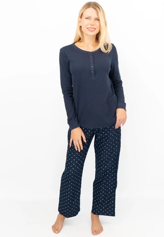 GAP Womens Pyjama Flanellen Slaapset in Navy Polka Dot