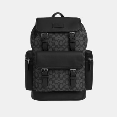 Sprint Backpack in Leather and Signature Jacquard Bag