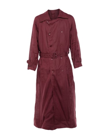 Acne Studios Maroon Linen Belted Trenchcoat