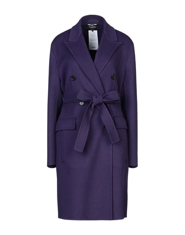Rochas Purple Virgin Wool Belted Overcoat