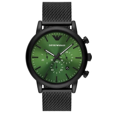 Emporio Armani AR11470 Zwart en Luigi Green Chronograaf Quartz Herenhorloge