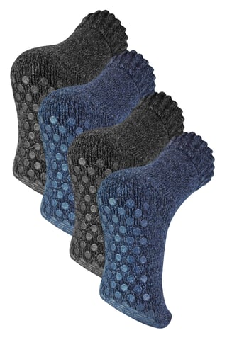 4 paar multiverpakking merinowollen pantoffelsokken voor heren | Sock Snob | Warme dikke wollen sokken - Diverse