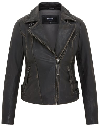Zwart leren Brando bikerjack voor dames - Finnsnes