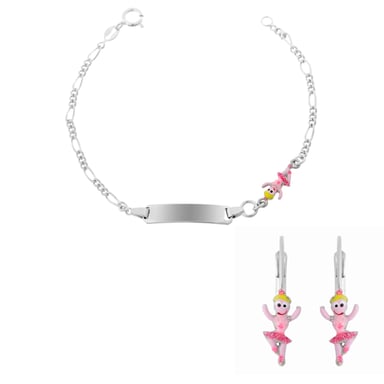 Orphelia 'Oviva' Kinder 925 Sterling Zilveren Set: Armband + Oorbellen - Zilver SET-7137/1