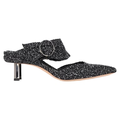 Nicholas Kirkwood Bouclé Mules in Black Tweed