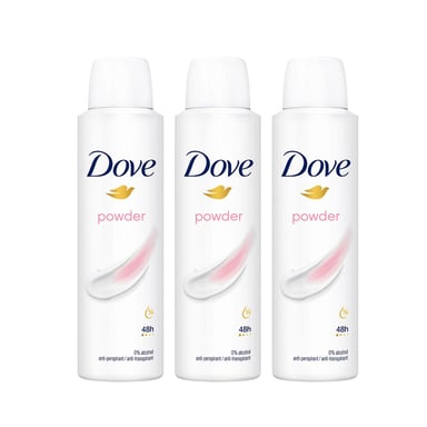 Dove Powder Anti-Perspirant with 48H Sweat Protection Deo for Women 150ml, 3pk