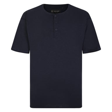 Kam Men's Plus Size O-Neck Tee Shirt Button Up