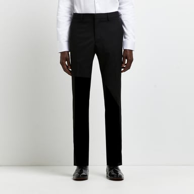 River Island Mens Suit Trousers Black Slim Fit Tuxedo