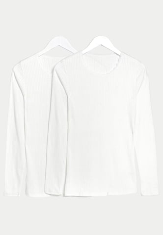 M&S Womens Set van 2 Thermische Pointelle Tops met lange mouwen in Wit