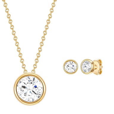 Set (necklace + stud earring) sterling silver yellow gold embellished with swarovski crystals® white Rafaela Donata