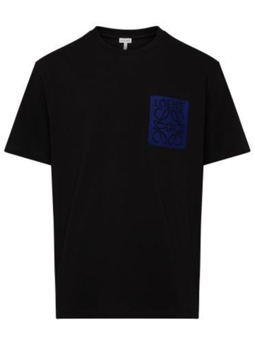 Loewe Blauw Anagram Fake Pocket T-shirt in Zwart