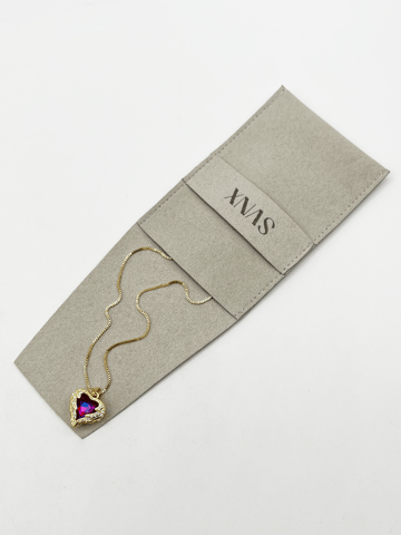 Pink Stone Heart Necklace In a Diamante Setting
