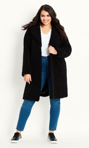 EVANS Women's Teddy Coat - black