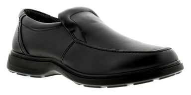 Nieuwe heren/heren zwarte slip op breder passende casual schoenen