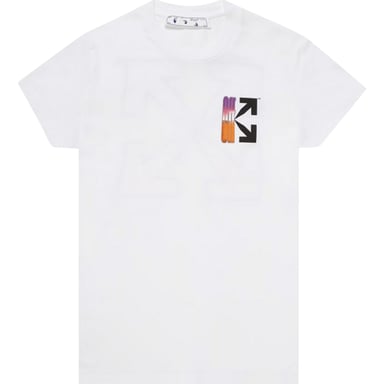 Gebroken witte gradientpijlen logo slim fit wit T-shirt