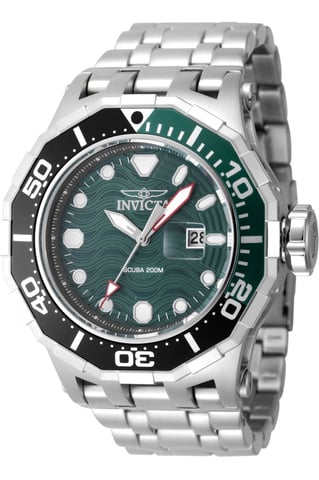 Invicta Pro Diver 47842 Heren Horloge - Quartz Uurwerk - Roestvrij Staal met groene Wijzerplaat - 52mm