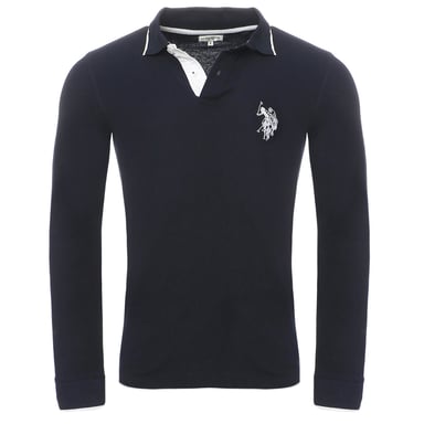 U.S. Polo Assn. Poloshirt met lange mouwen in marineblauw