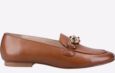 Hush Puppies Harper Chain Leren Damesslippers In Tan.