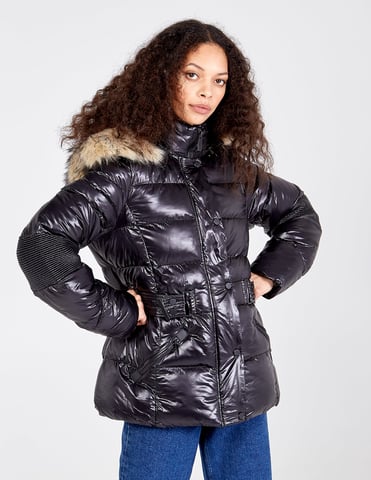 Faux puff puffer jas