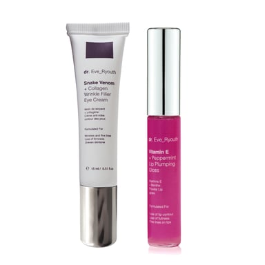 Slangengif + Collageen rimpelvuller oogcrème 15 + vitamine E en pepermunt voor een vollere lip 8ml