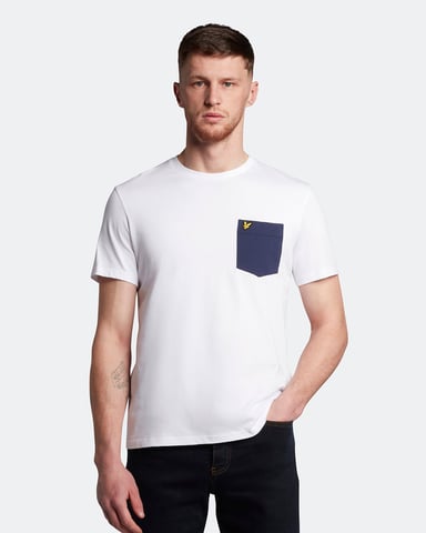 Lyle & Scott T-shirt met contrasterende zak in wit