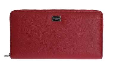 Dolce & Gabbana Red Dauphine Leather Zip rond Continental Women's Wallet