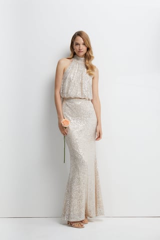Halterneck Sequin Bridesmaids Maxi Dress