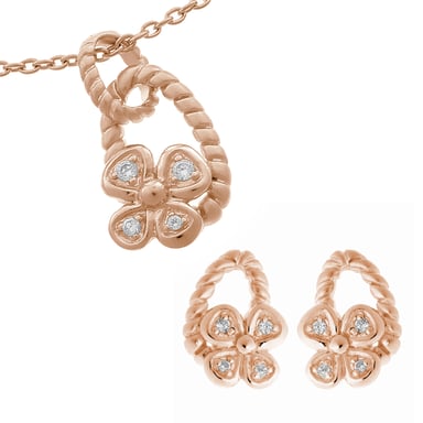 Orphelia Dames 925 Sterling Zilver Set: Ketting-Hanger + Oorbellen - Roze SET-6020/1