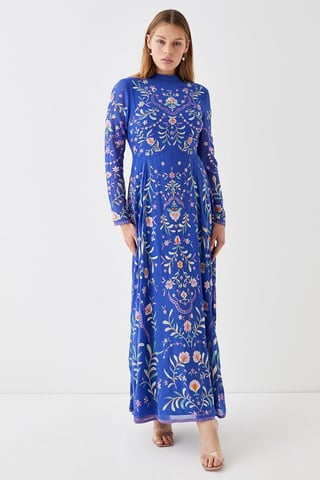 Statement Embroidered Midi Dress