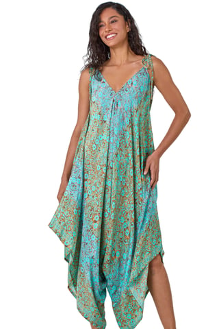 Paisley Floral Pocket Slouchy Jumpsuit