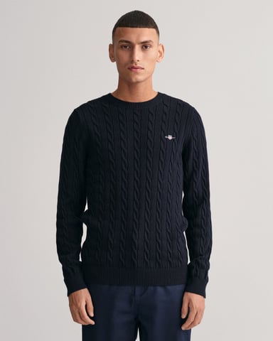 GANT Heren Katoenen Kabelbrei Crewneck Trui