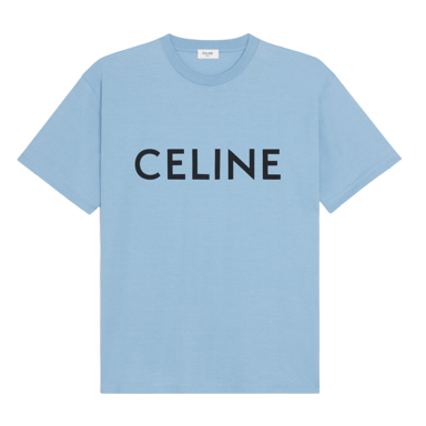 Celine los katoenen T-shirt met logoprint lichtblauw