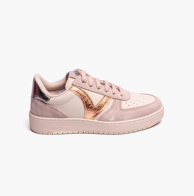 MADRID METAL & SPLIT LEATHER Womens Trainers Nude