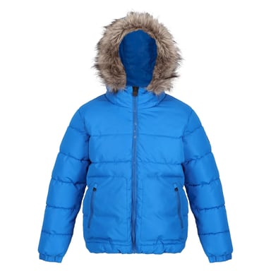 Regatta Parka met imitatiebont voor kinderen (Blauw)