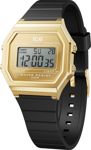 Ice Watch Ice Digit Retro - Metaal Gouden Spiegel - Zwarte Unisex Zwart Horloge 022731