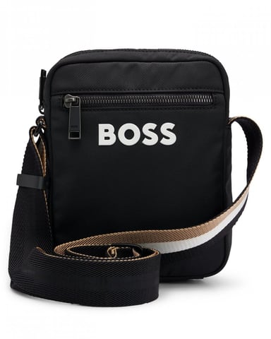 BOSS Orange Catch 3.0 Heren Crossbody Tas met Handtekening Gestreepte Riem