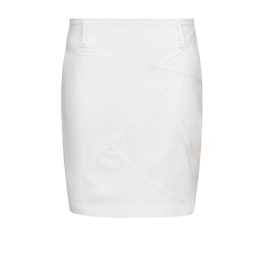 Witte Gabardine Rok met Decoratieve Stiksels