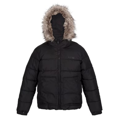 Regatta Parka met imitatiebont voor kinderen (Zwart)