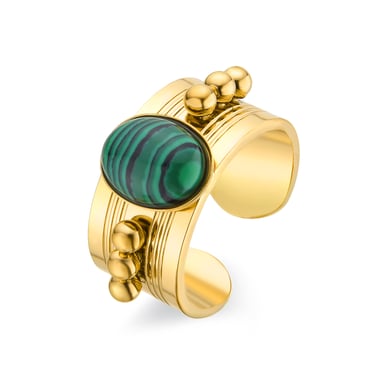 Luxenter malachiet ring afgewerkt in 18K geel goud - Dadao