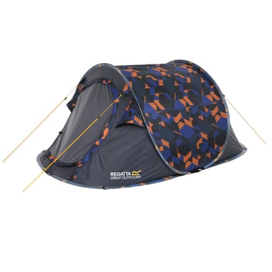 Regatta Grote buitenshuis Malawi 2 Man Pop Up Gedrukte Tent (Blauw Geometrisch)