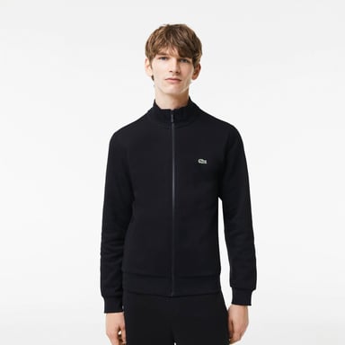 Lacoste regular fit geborsteld fleece herensweatshirt met rits