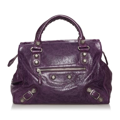 Vintage Balenciaga Motocross Giant 21 Midday Leather Handbag Purple