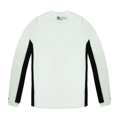 Nike Dri-Fit Logo Shirt Lange Mouw Wit Zwart Dames Training Top 260027 100