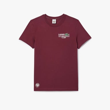Heren Lacoste Roland-Garros Edition Katoenen Tennis T-shirt in Rood