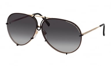 Porsche Avaitor metal Unisex Sunglasses Gold/Black / Grey Gradient