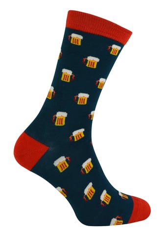 Mr Heron bamboesokken met nieuw patroon voor heren - Bier (Groenblauw)
