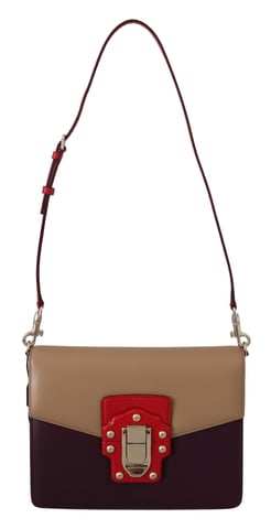 Dolce & Gabbana Vrouwen Paars Beige Rood Leder Crossbody LUCIA Portemonnee